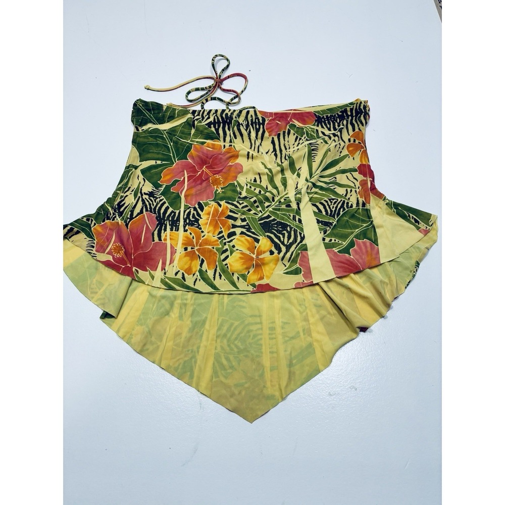 Vintage Y2k 90's Charlotte Russe‎ Women Yellow Halter Top Large Tropical Flowy - Picture 11 of 14